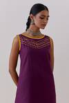 The Indian Cause_Purple Cotton, Georgette Seher Hand Block Print Embellished Kurta Palazzo Set_at_Aza_Fashions