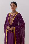 Buy_The Indian Cause_Purple Cotton, Rozana Flora Hand Block Print Embellished Kurta Palazzo Set