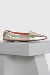 Oroh_Gold Leather Ballerina Flats_Online_at_Aza_Fashions