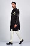 Soniya G_Black Crepe Embroidered Thread And Sequin Work Sherwani Set _at_Aza_Fashions