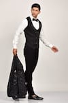 Buy_Soniya G_Black Crepe Embroidered Sequin Tuxedo Waistcoat Set 