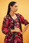 Kauza_Multi Color Bralette Shirin Blossom Print Cape Skirt Set_at_Aza_Fashions