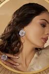 Janvi Sachdeva Design_Yellow Semi Precious Gemstone Hexagon Color Block Enameled Earrings _Online_at_Aza_Fashions