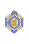 Buy_Janvi Sachdeva Design_Yellow Semi Precious Gemstone Hexagon Color Block Enameled Earrings _Online_at_Aza_Fashions
