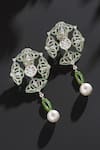 Buy_Janvi Sachdeva Design_Green Semi Precious Gemstone Embellished Earrings _at_Aza_Fashions