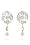 Janvi Sachdeva Design_Green Semi Precious Gemstone Embellished Earrings _Online_at_Aza_Fashions