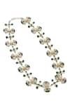 Shop_Janvi Sachdeva Design_Green Semi Precious Gemstone Mughal Motif Encrusted Necklace _at_Aza_Fashions