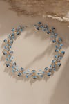 Shop_Janvi Sachdeva Design_Blue Semi Precious Gemstone Mughal Motif Embellished Necklace _at_Aza_Fashions