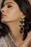 Janvi Sachdeva Design_Green Semi Precious Gemstone Embellished Dangler Earrings_Online_at_Aza_Fashions