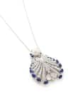 Buy_Janvi Sachdeva Design_Blue Embellished Cubic Zirconia Diamonds Pendant _at_Aza_Fashions