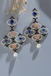 Shop_Janvi Sachdeva Design_Blue Embellished Cubic Zirconia Diamonds Earrings _at_Aza_Fashions