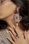 Janvi Sachdeva Design_Blue Embellished Cubic Zirconia Diamonds Earrings _Online_at_Aza_Fashions