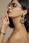 Janvi Sachdeva Design_Blue Embellished Cubic Zirconia Ring_Online_at_Aza_Fashions
