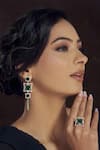 Buy_Janvi Sachdeva Design_Green Embellished Cubic Zirconia Diamonds Earrings _at_Aza_Fashions