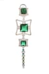 Janvi Sachdeva Design_Green Embellished Cubic Zirconia Diamonds Earrings _Online_at_Aza_Fashions