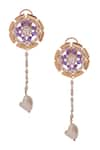 Shop_Janvi Sachdeva Design_Purple Embellished Cubic Zirconia Diamonds Earrings _at_Aza_Fashions