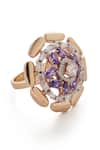 Shop_Janvi Sachdeva Design_Purple Embellished Cubic Zirconia Diamonds Ring_at_Aza_Fashions