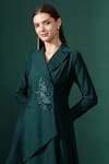 Buy_Aakaar_Green Cotton, Silk Crystal Flora Applique Blazer Kurta With Flared Pant _Online_at_Aza_Fashions