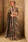 Buy_Ridhi Mehra_Black Lehenga And Blouse Raw Silk Printed Floral Ace Bridal Set  _at_Aza_Fashions