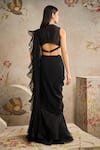 Shop_Ridhi Mehra_Black Spotlight Ruffle Saree With Embroidered Blouse _at_Aza_Fashions