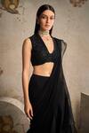 Ridhi Mehra_Black Spotlight Ruffle Saree With Embroidered Blouse _Online_at_Aza_Fashions