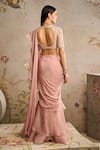 Shop_Ridhi Mehra_Pink Belle Ruffle Pre-draped Saree With Embroidered Blouse _at_Aza_Fashions