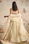 Shop_Ridhi Mehra_Ivory Organza Embroidered 3d Flowers Grace Pearl Lehenga Set  _at_Aza_Fashions