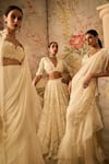 Buy_Ridhi Mehra_Ivory Chiffon Embroidered 3d Gravitas Pre-draped Saree Blouse Set _Online_at_Aza_Fashions
