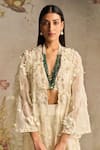 Buy_Ridhi Mehra_Ivory Organza Rhapsody Embroidered Jacket Sharara Set_Online_at_Aza_Fashions