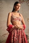 Ridhi Mehra_Red Demi Floral Print Lehenga Set_Online_at_Aza_Fashions