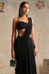 Ridhi Mehra_Black Diva Pre-draped Saree With Embroidered Blouse_Online_at_Aza_Fashions