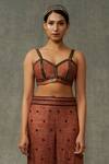 Abstract By Megha Jain Madaan_Brown Cotton Sequins, Beads Tissue Embellished Bralette _Online_at_Aza_Fashions