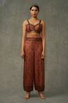 Buy_Abstract By Megha Jain Madaan_Brown Cotton Sequins, Beads Tissue Embellished Bralette _Online_at_Aza_Fashions