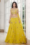 Buy_Basanti - Kapde Aur Koffee_Yellow Viscose Organza Embroidery Shell Resham Tassel Work Lehenga And Blouse Set_at_Aza_Fashions