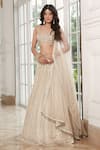 Buy_Basanti - Kapde Aur Koffee_Ivory Georgette Embroidery Sequin Leaf Neck Lehenga Blouse Set _at_Aza_Fashions