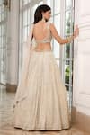 Shop_Basanti - Kapde Aur Koffee_Ivory Georgette Embroidery Sequin Leaf Neck Lehenga Blouse Set _at_Aza_Fashions