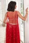 Shop_Basanti - Kapde Aur Koffee_Red Velvet Embroidery Sequin Sweetheart Neck Blouse And Sharara Set _Online_at_Aza_Fashions