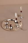 Buy The Decor Remedy Silver Brass Banana Leaf Pooja Thaali Set - 6 Pcs at Aza Fashions Buy_The Decor Remedy_Silver Brass Banana Leaf Pooja Thaali Set - 6 Pcs_at_Aza_Fashions