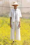 Kranberra_White Cotton Printed Calligraphy Ti Amo Mandarin Placement With Pant _at_Aza_Fashions