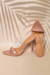 Buy_Naintara Bajaj_Peach Plain Solid Transparent Strap Heels_at_Aza_Fashions