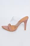 Naintara Bajaj_Peach Plain Solid Transparent Strap Heels_Online_at_Aza_Fashions