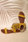 Buy_Naintara Bajaj_Yellow Plain Criss Cross Strap Effect Flats_at_Aza_Fashions
