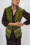 Buy_Prahnaaya_Green Handloom Cotton Sequins, Zari Collared Hand Block Ajrakh Jacket _Online_at_Aza_Fashions