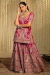 Shop_Sheetal Batra_Pink Kurta And Bottom Silk Chanderi Mazneen Paisley Flared Pant Set_at_Aza_Fashions