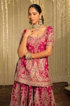 Buy_Sheetal Batra_Pink Kurta And Bottom Silk Chanderi Mazneen Paisley Flared Pant Set_Online_at_Aza_Fashions