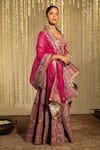 Sheetal Batra_Pink Kurta And Bottom Silk Chanderi Mazneen Paisley Flared Pant Set_at_Aza_Fashions