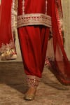 Sheetal Batra_Red Kurta Silk Chanderi Embroidered Thread Round Mehak Floral Salwar Set _Online_at_Aza_Fashions