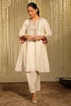 Buy_Sheetal Batra_Ivory Silk Dupion Embroidered Meher Placement Anarkali With Dogri Salwar _at_Aza_Fashions