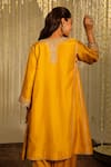 Shop_Sheetal Batra_Yellow Silk Dupion Mehnaaz Paisley Placement Anarkali With Dogri Salwar _at_Aza_Fashions