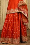 Sheetal Batra_Orange Kurta And Sharara Silk Chanderi Embroidered Mishika Paisley Butti Set _Online_at_Aza_Fashions